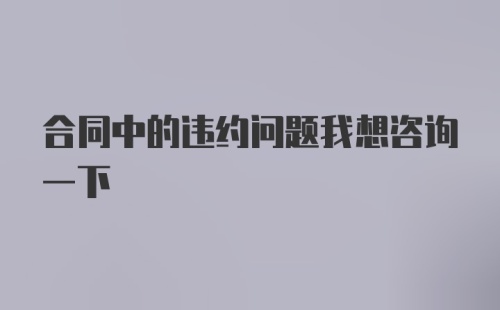 合同中的违约问题我想咨询一下