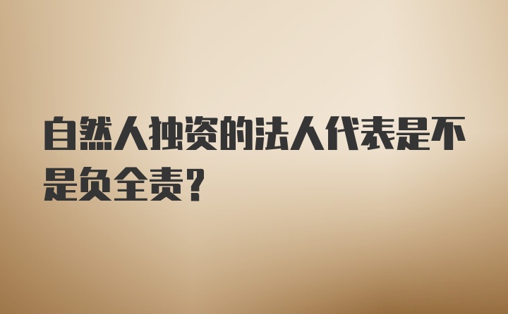 自然人独资的法人代表是不是负全责?