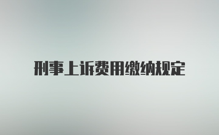 刑事上诉费用缴纳规定