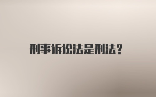 刑事诉讼法是刑法？