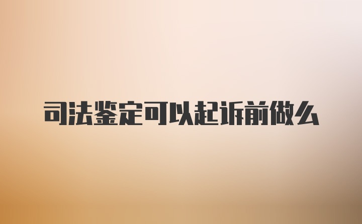 司法鉴定可以起诉前做么