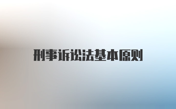 刑事诉讼法基本原则