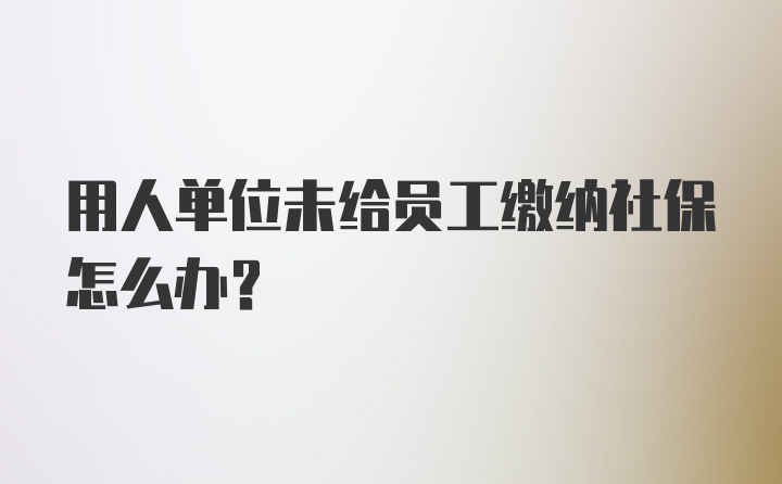 用人单位未给员工缴纳社保怎么办?