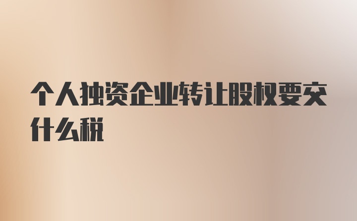 个人独资企业转让股权要交什么税