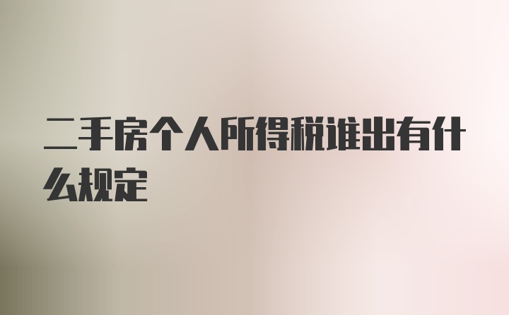 二手房个人所得税谁出有什么规定