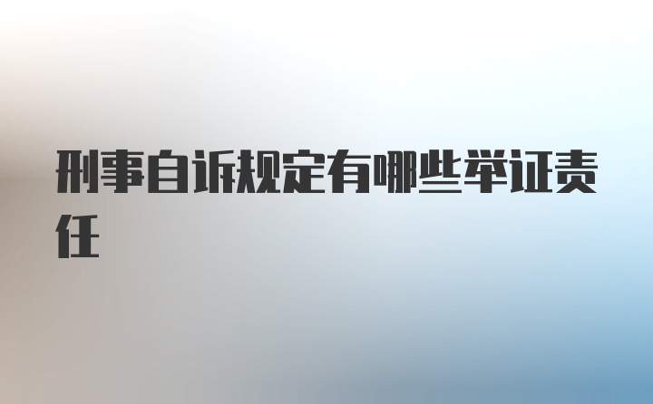 刑事自诉规定有哪些举证责任