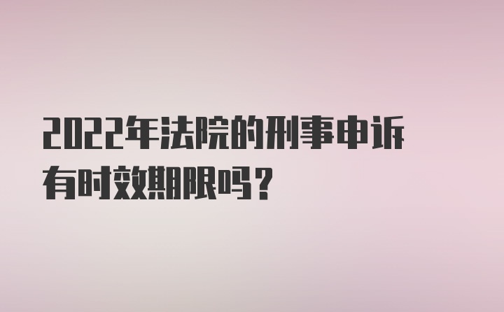 2022年法院的刑事申诉有时效期限吗？