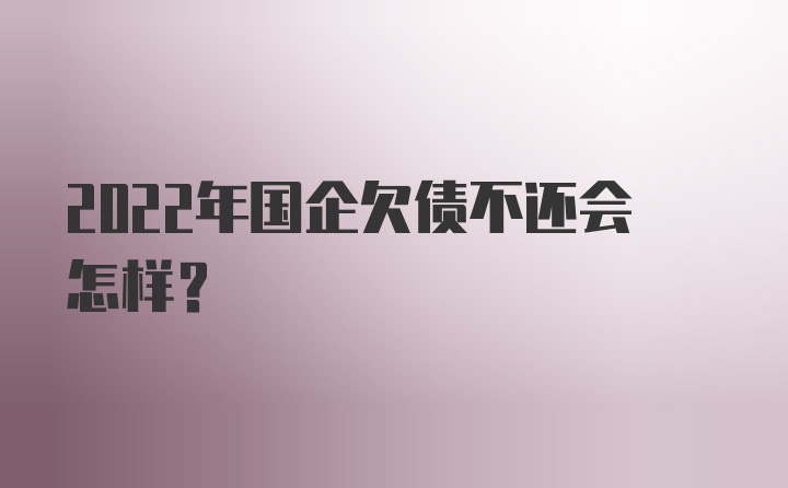 2022年国企欠债不还会怎样？