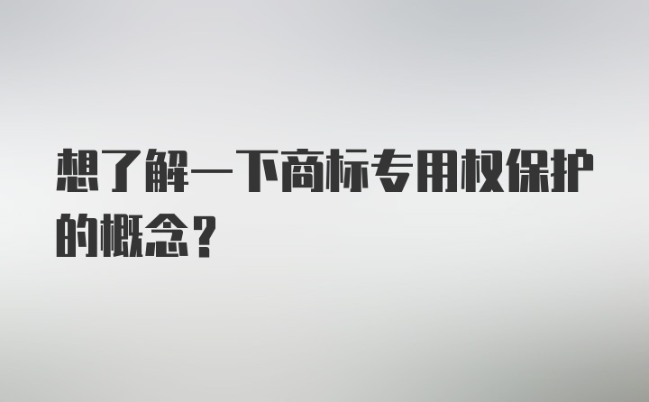 想了解一下商标专用权保护的概念?