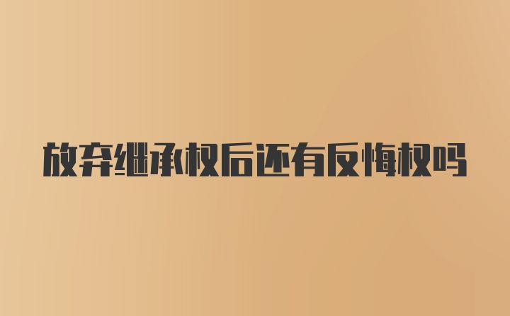 放弃继承权后还有反悔权吗