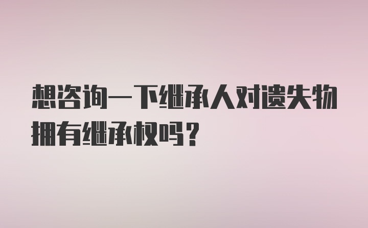 想咨询一下继承人对遗失物拥有继承权吗？