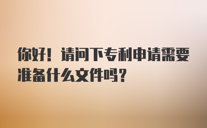 你好！请问下专利申请需要准备什么文件吗？