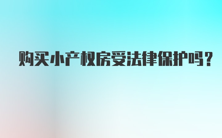 购买小产权房受法律保护吗?