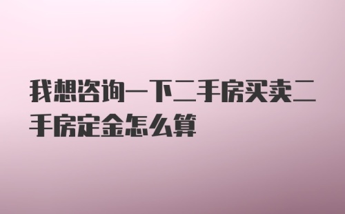 我想咨询一下二手房买卖二手房定金怎么算