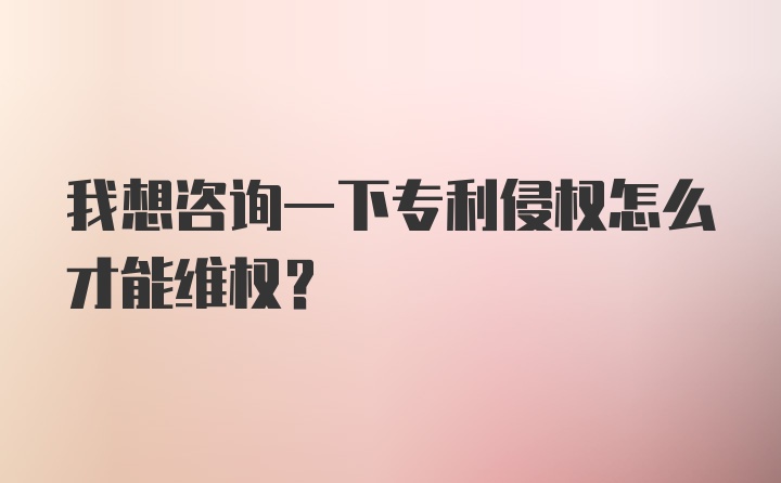 我想咨询一下专利侵权怎么才能维权？