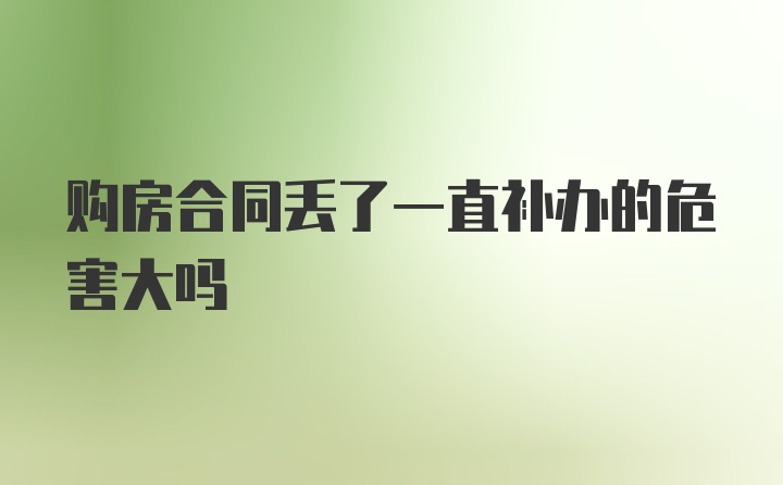 购房合同丢了一直补办的危害大吗