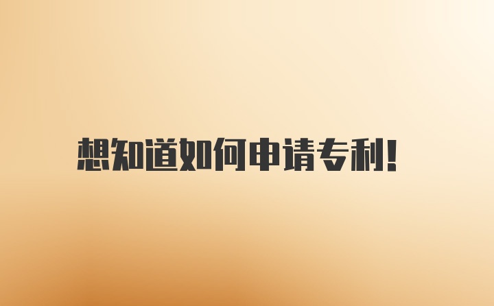 想知道如何申请专利！