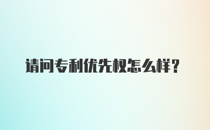 请问专利优先权怎么样?