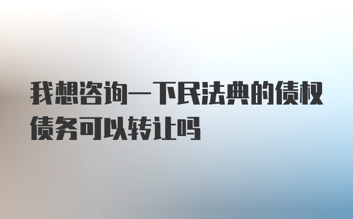 我想咨询一下民法典的债权债务可以转让吗