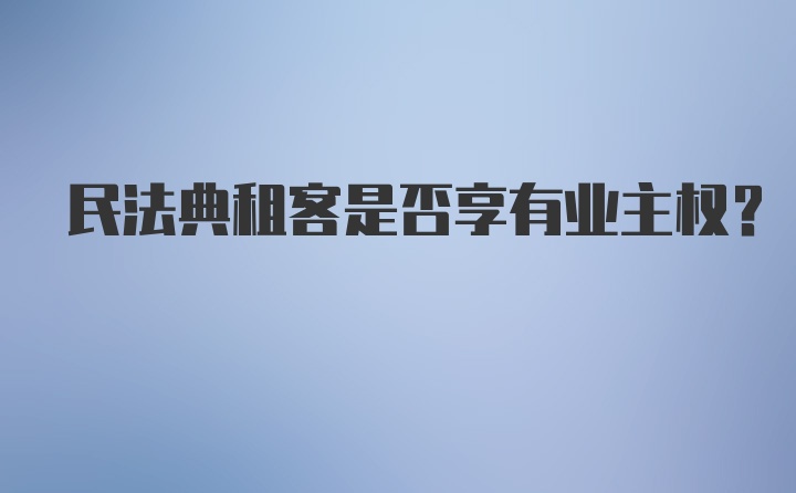 民法典租客是否享有业主权？