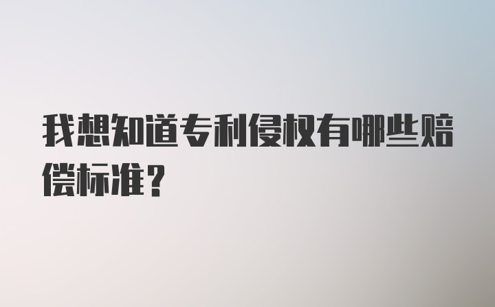 我想知道专利侵权有哪些赔偿标准？