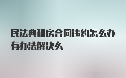 民法典租房合同违约怎么办有办法解决么