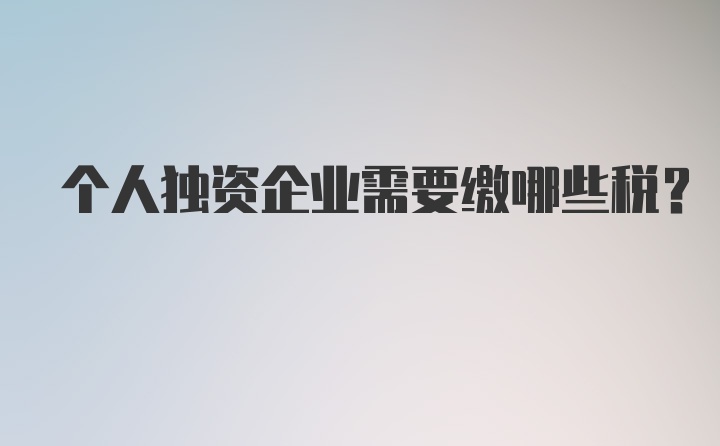 个人独资企业需要缴哪些税？