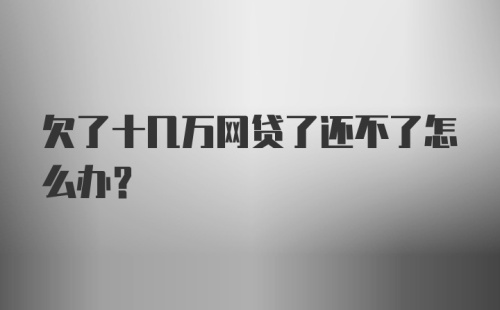 欠了十几万网贷了还不了怎么办？