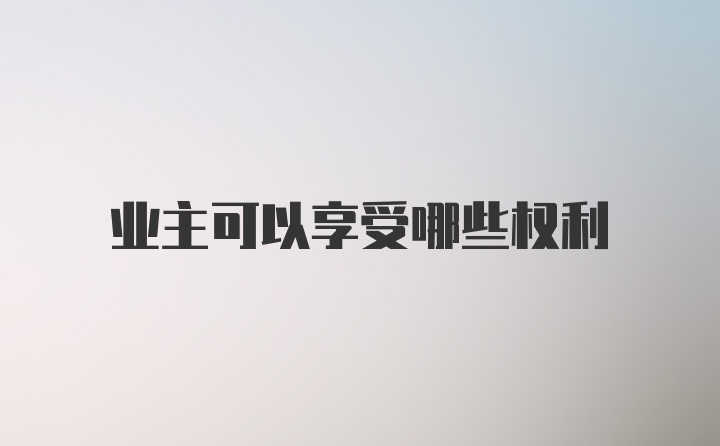 业主可以享受哪些权利