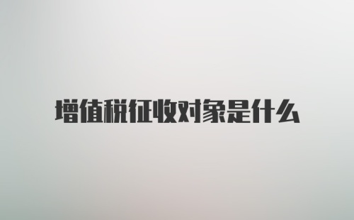 增值税征收对象是什么