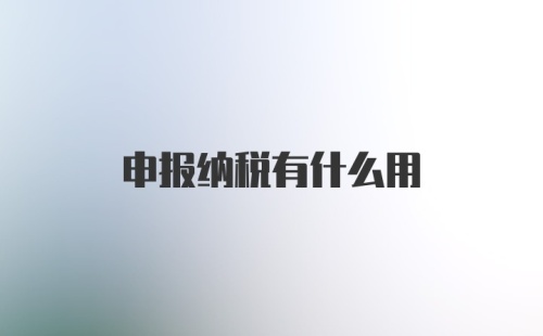 申报纳税有什么用