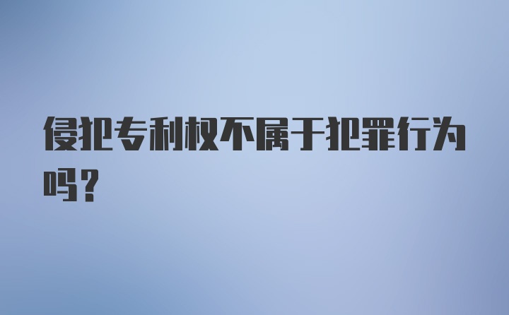 侵犯专利权不属于犯罪行为吗？