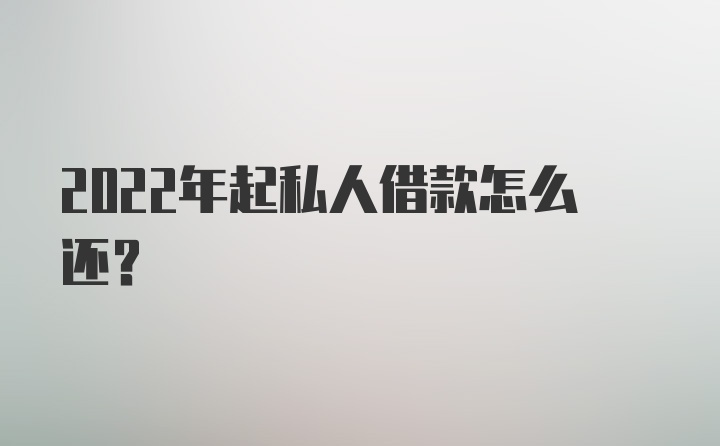 2022年起私人借款怎么还？