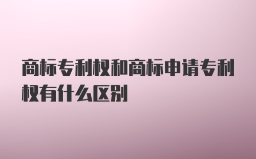 商标专利权和商标申请专利权有什么区别