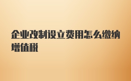 企业改制设立费用怎么缴纳增值税