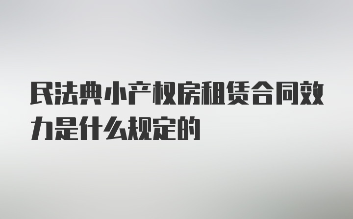 民法典小产权房租赁合同效力是什么规定的