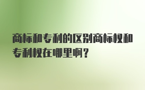 商标和专利的区别商标权和专利权在哪里啊？