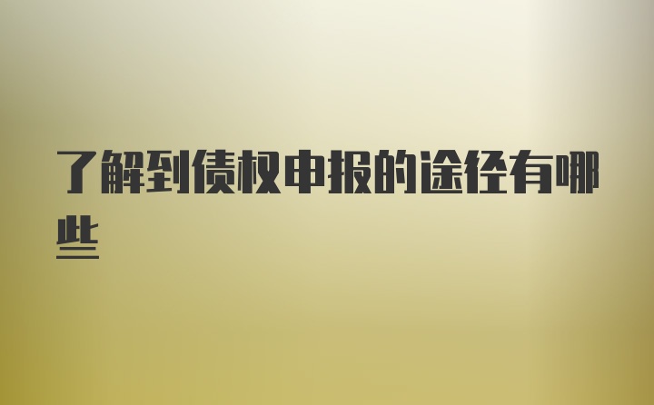 了解到债权申报的途径有哪些