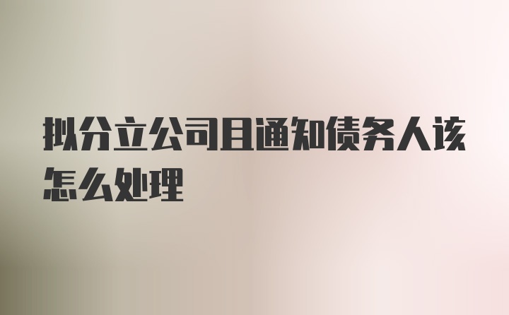 拟分立公司且通知债务人该怎么处理