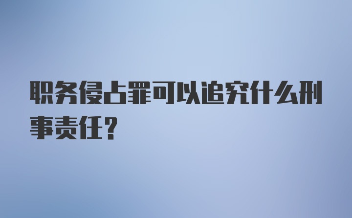 职务侵占罪可以追究什么刑事责任？