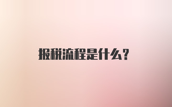 报税流程是什么？