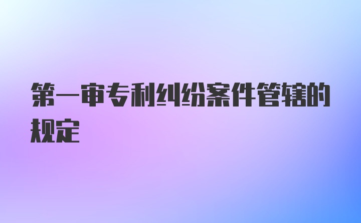 第一审专利纠纷案件管辖的规定