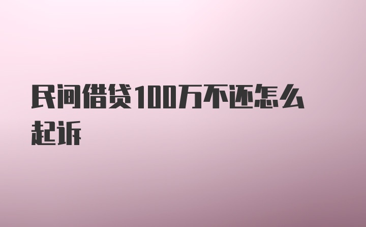 民间借贷100万不还怎么起诉