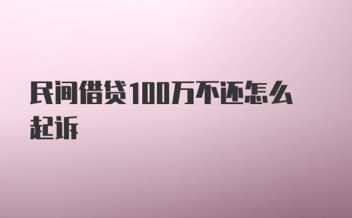 民间借贷100万不还怎么起诉