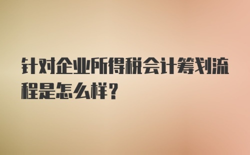 针对企业所得税会计筹划流程是怎么样？