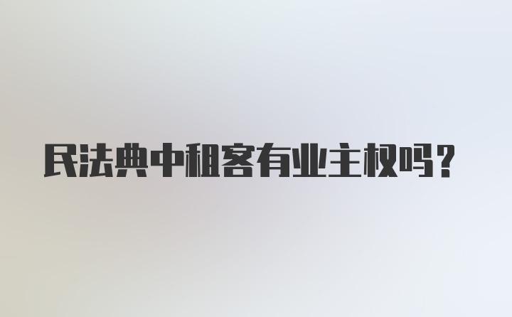 民法典中租客有业主权吗?