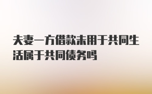 夫妻一方借款未用于共同生活属于共同债务吗