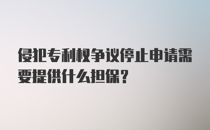 侵犯专利权争议停止申请需要提供什么担保？