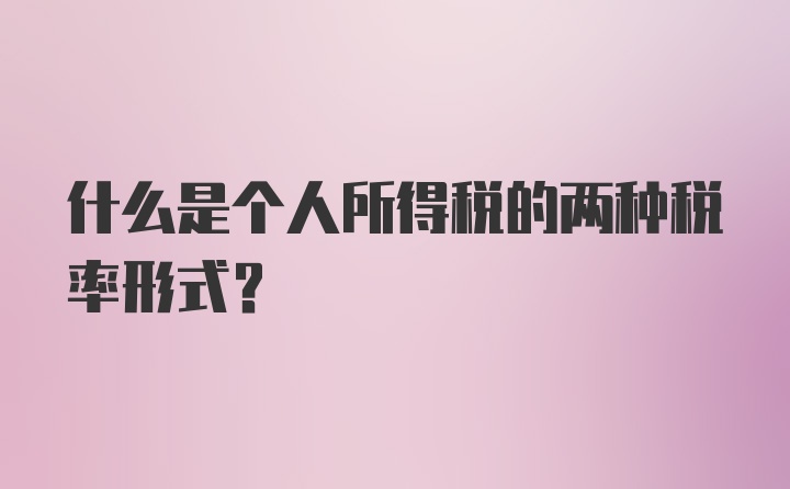 什么是个人所得税的两种税率形式?