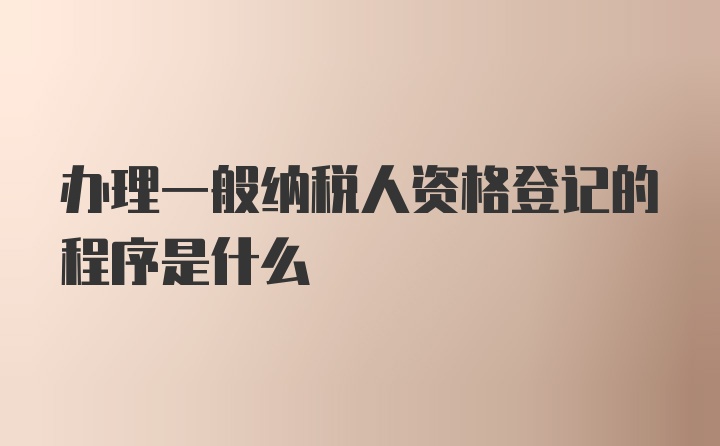 办理一般纳税人资格登记的程序是什么